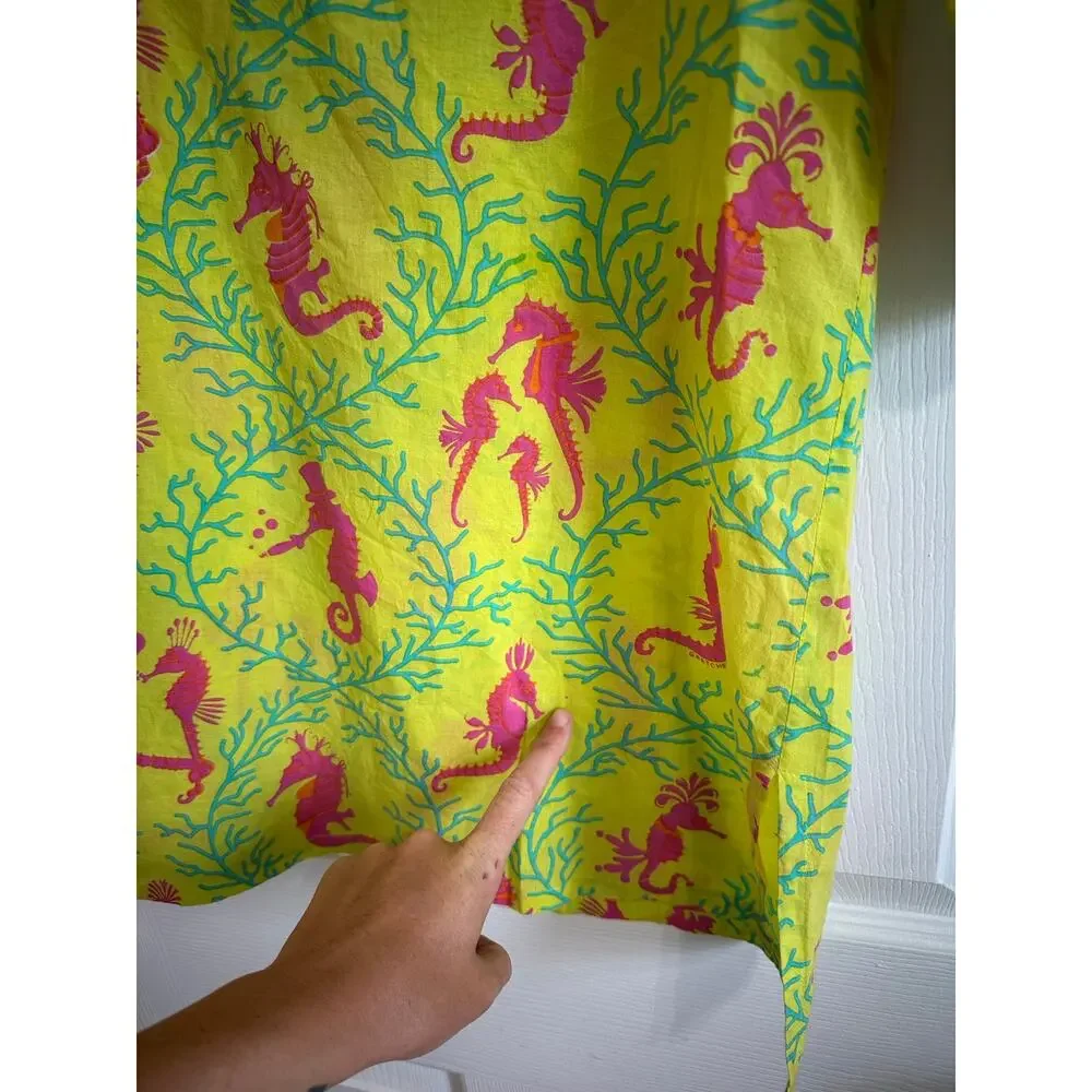 Gretchen Scott Designs Girls Cover Up Tunic Top Cotton Sz 10/12 Seahorses